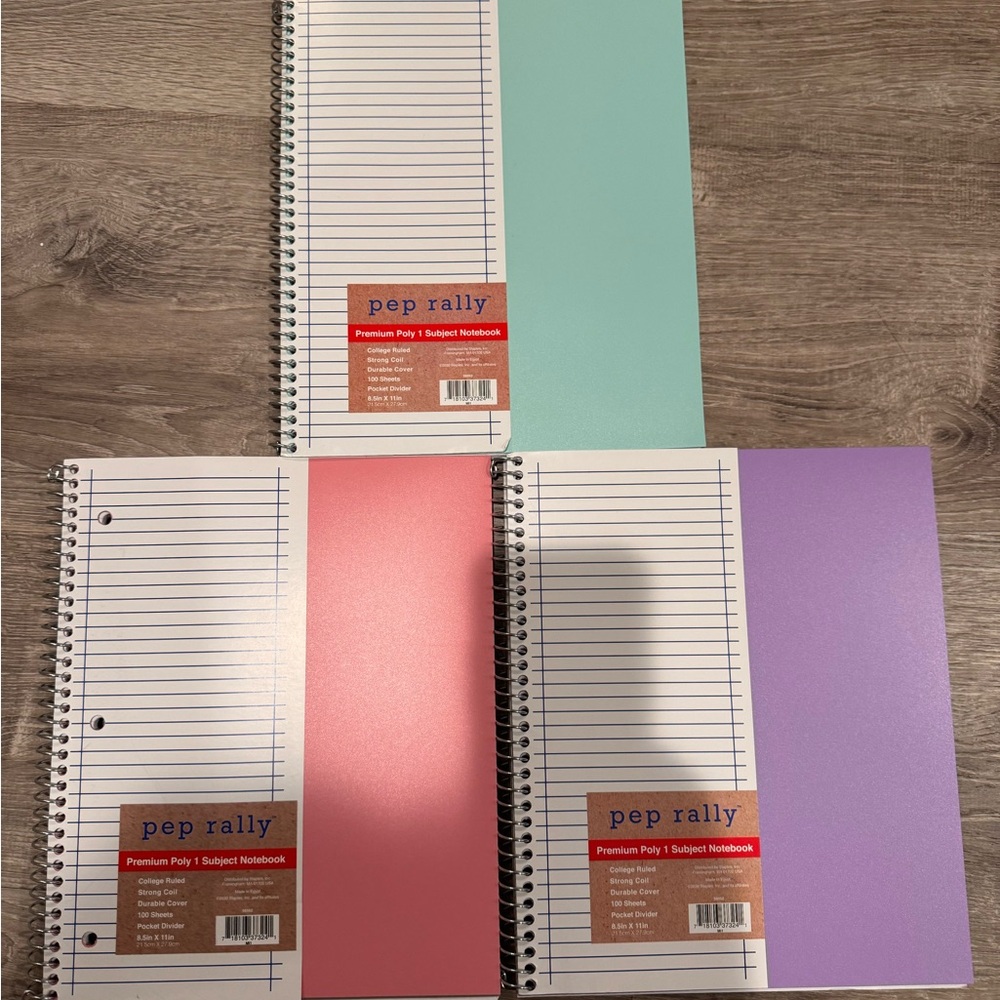 Spiral Notebooks - Mint, Pink, and Purple